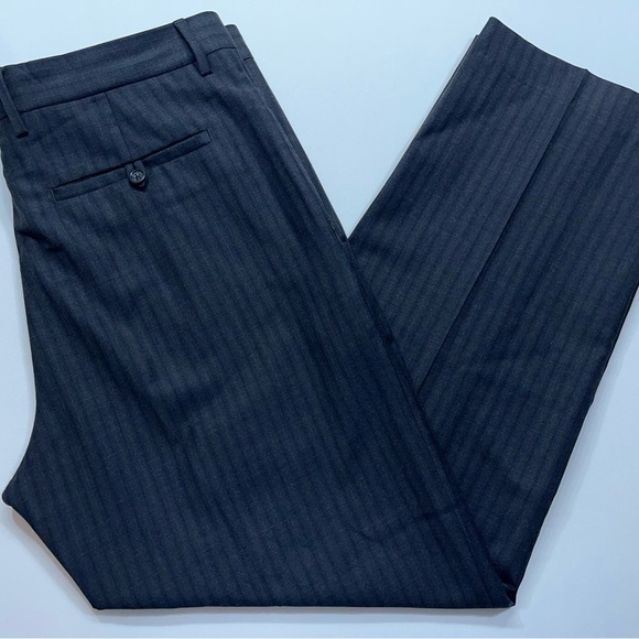 Banana Republic Wool Dress Pants Mens Size 35x30 Dark Gray Striped Flat Front - Picture 11 of 12